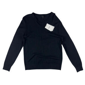 Theory RIiland P Wool Blend V-Neck Sweater Black Size M